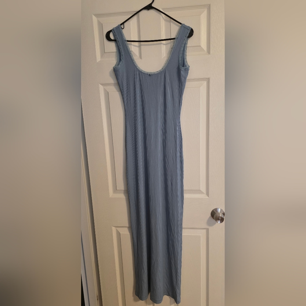 SKIMS Blue Sleeveless Sheath Maxi Dress